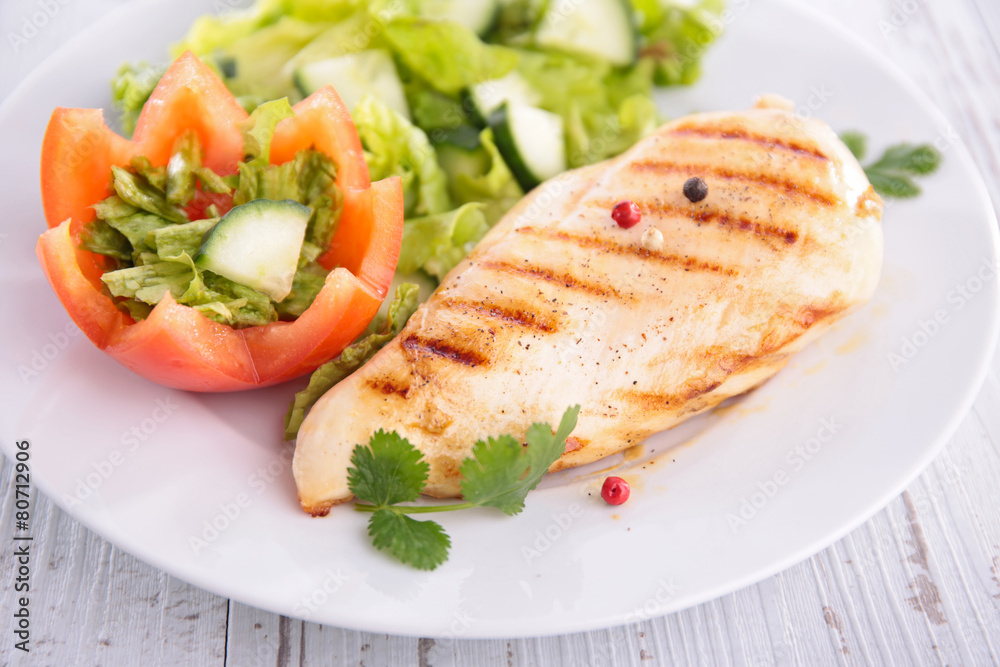 chicken breast and salad