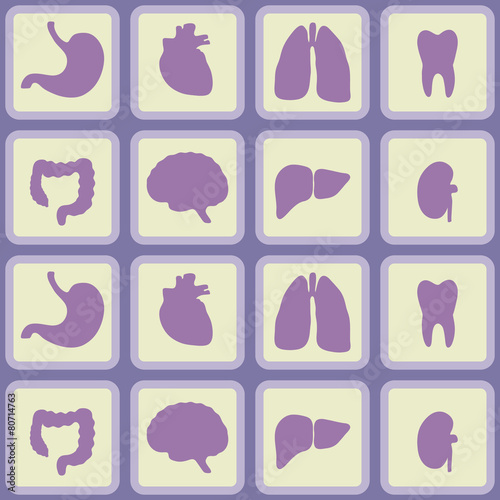 Seamless background with organs of the human body
