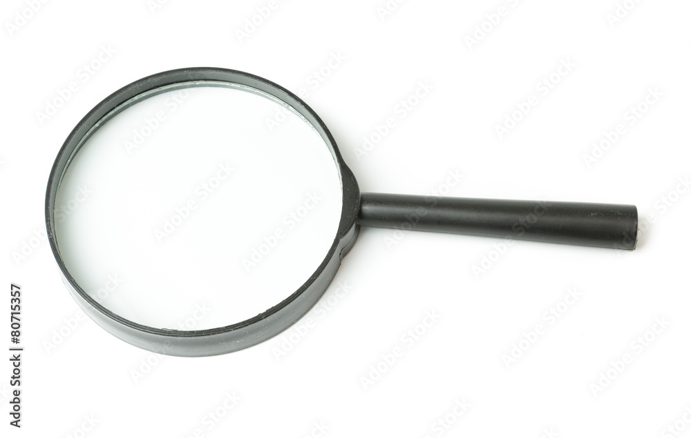Black Magnifying glass isolated on white Black Magnifying glass isolated on white