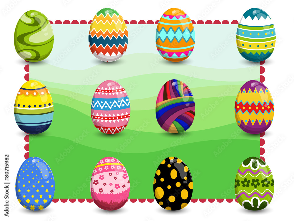 Set of easter eggs vector on background3