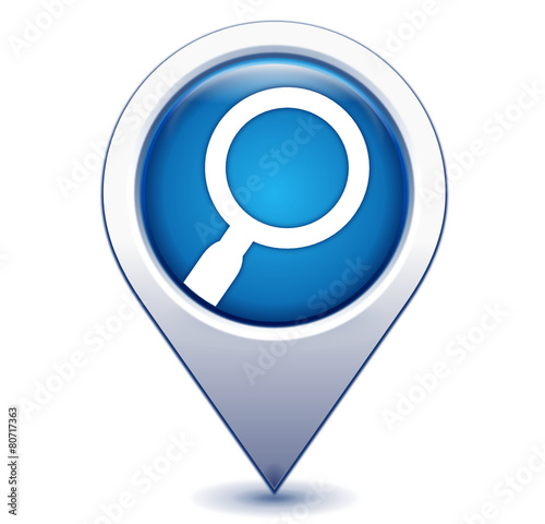 recherche loupe sur marqueur géolocalisation bleu