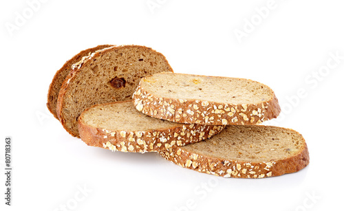 whole wheat bread isolated on white background