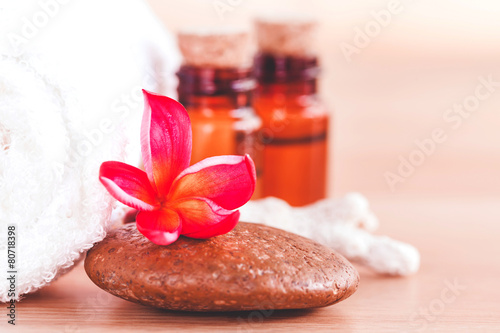 Stones with frangipani flower. -  Concept for spa and meditatio photo