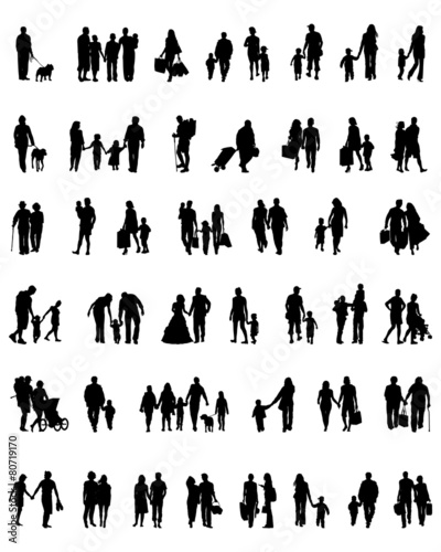 Silhouettes of people  which walk, vector