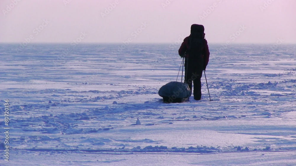 One Man In The Snow Desert Stock Video | Adobe Stock