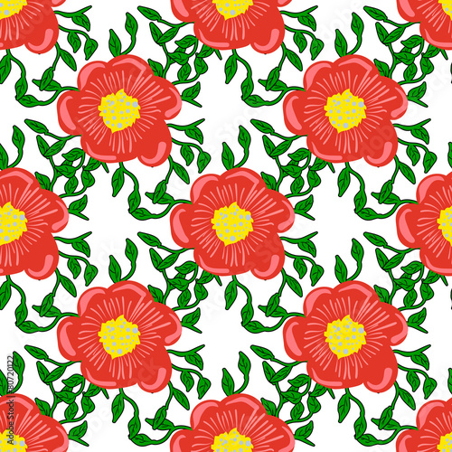Seamless color pattern with flowers. © Ilona Baha