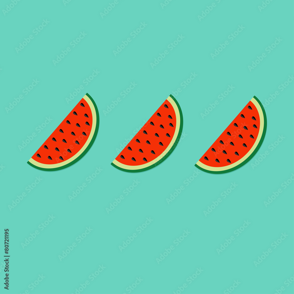 Watermelon slice cut with seed row set Flat icon Summer blue Watermelon slice cut with seed row set Flat icon Summer blue