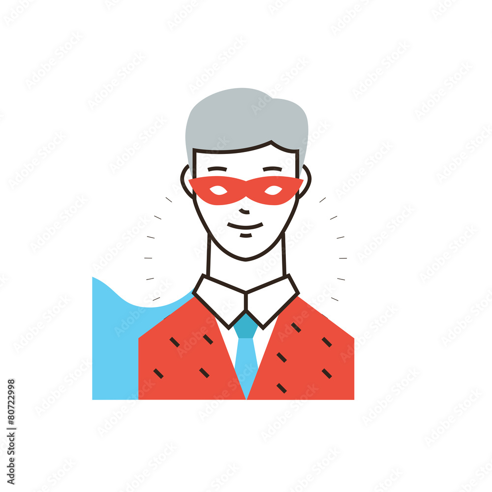 Businessman superhero flat line icon concept Businessman superhero flat line icon concept