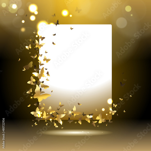banner with golden butterflies