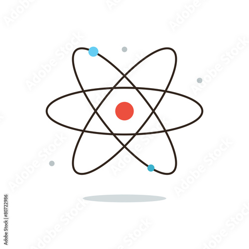Model of atom flat line icon concept