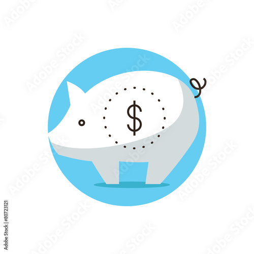 Piggybank flat line icon concept