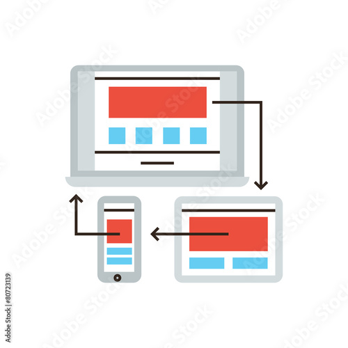 Responsive design flat line icon concept