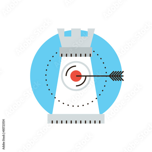 Success strategy and tactics flat line icon concept