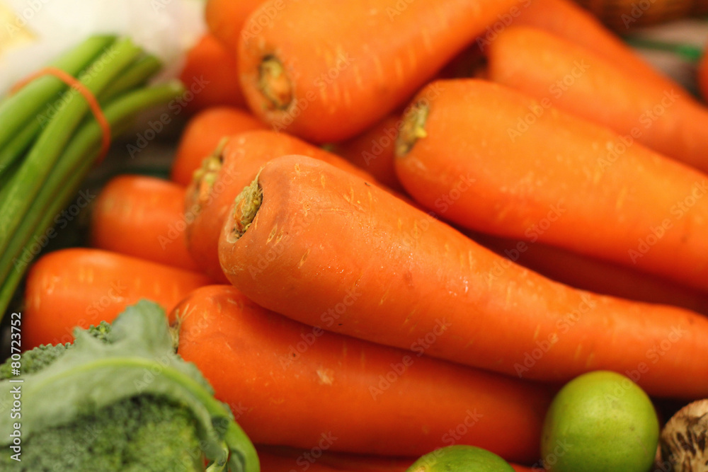 fresh carrots at the market