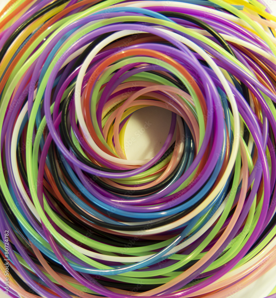 Color spiral of ropes on a white background