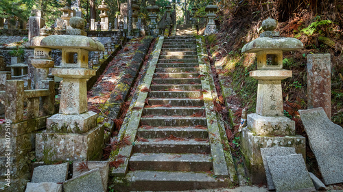 Cemetery at Okunoin Temple in Mt. Koya, Wakayam, Japan photo