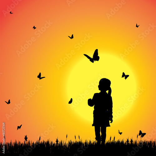 Vector silhouette of a girl.