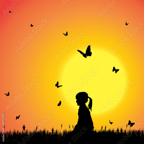 Vector silhouette of a girl.