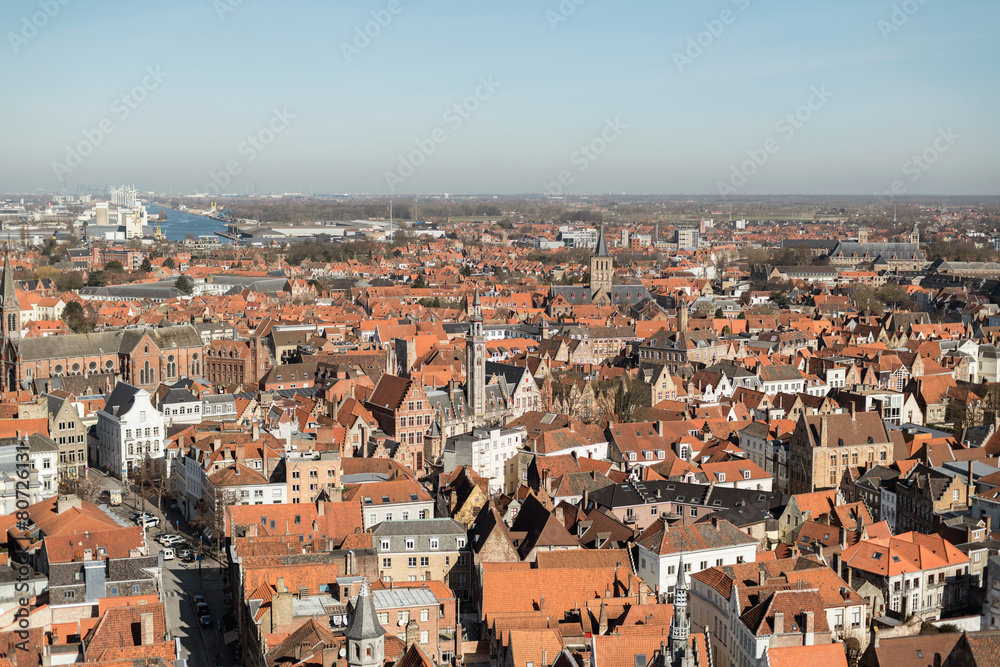 Overview of Bruges, Belgium
