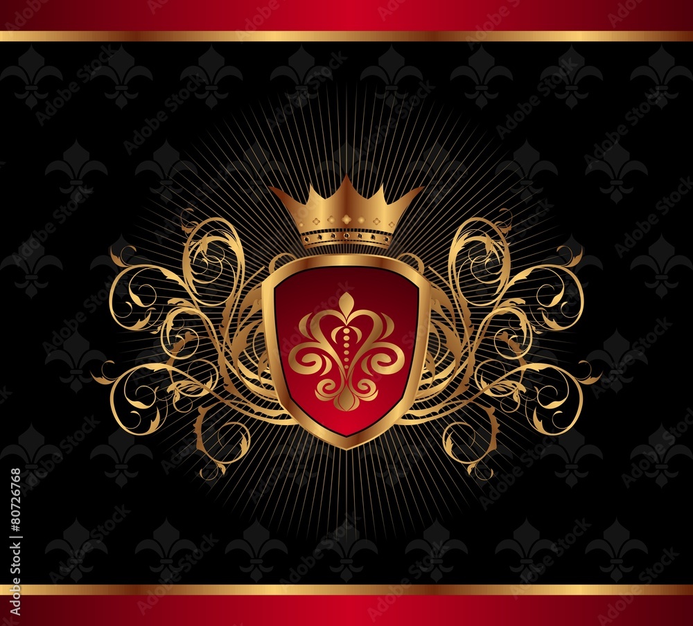Fototapeta premium golden ornate frame with crown