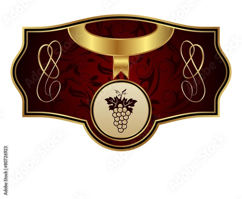 vintage gold label with grapevine