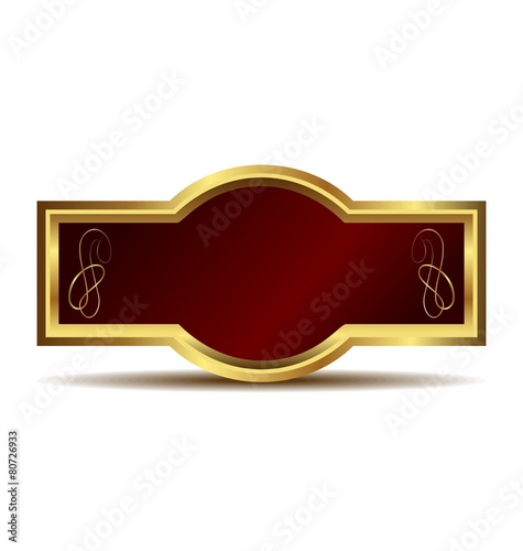 Illustration of red velvet in a gold frame label