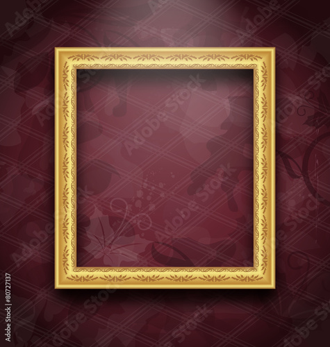 Picture frame on floral texture wall