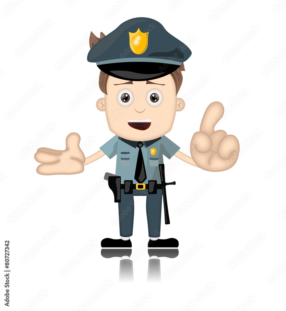 Ben Boy Friendly Angry Police Man Officer Cartoon Character