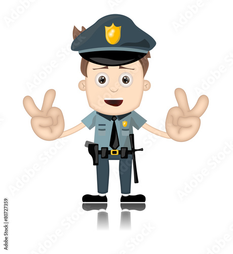 Ben Boy Friendly Angry Police Man Officer Cartoon Character