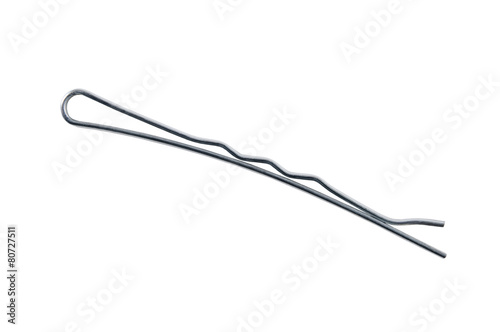 Small metal hairpin isolated on white