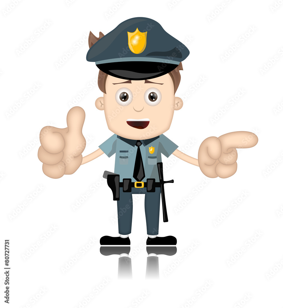 Ben Boy Friendly Angry Police Man Officer Cartoon Character