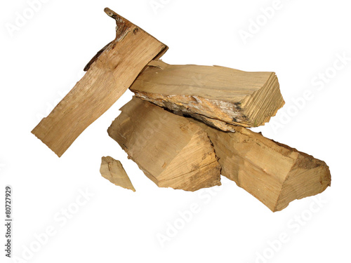 cut logs fire wood isolated over white