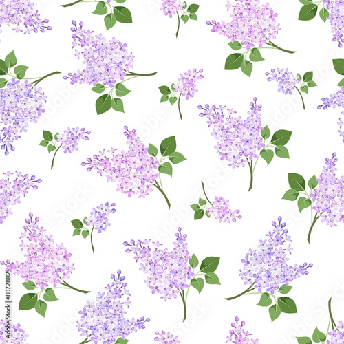 Fotografia Seamless pattern with lilac flowers. Vector illustration.