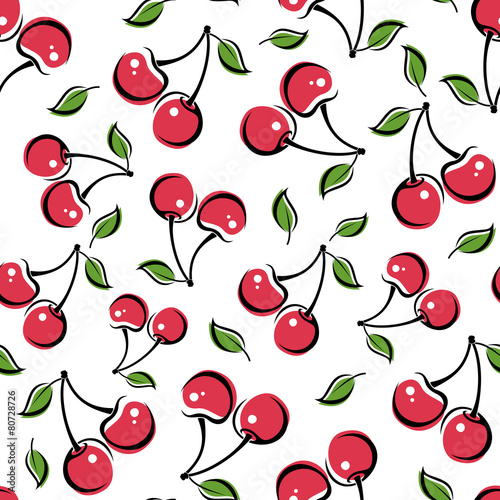 Seamless background with cherry. Vector illustration.