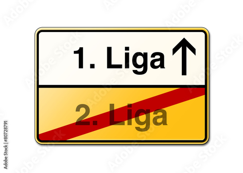 1. Liga statt 2. Liga Aufstieg Schild