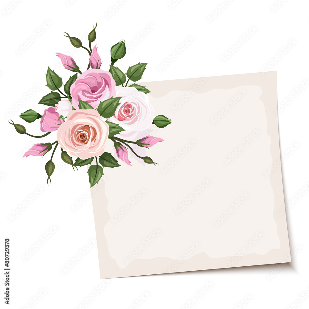 Vector card with pink roses. Eps-10. Vector card with pink roses. Eps-10.