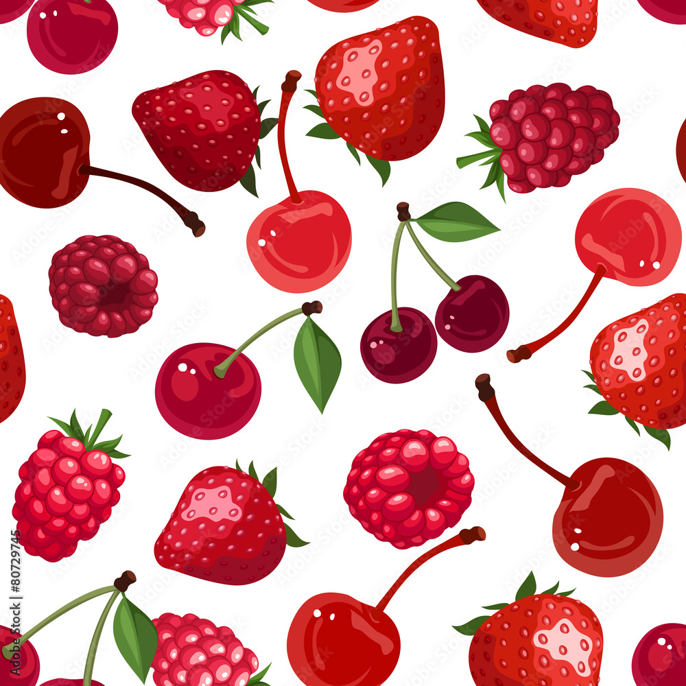 Seamless background with various berries. Vector. Seamless background with various berries. Vector.
