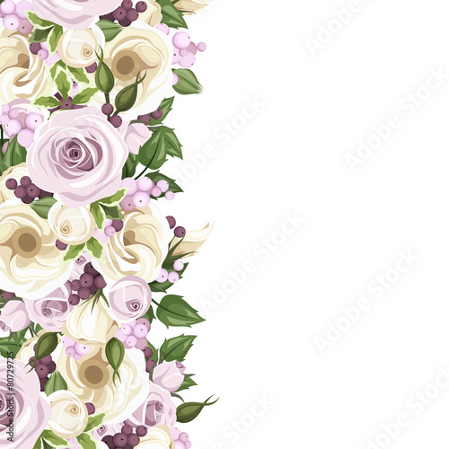 Background with roses and lisianthus flowers. Vector. © naddya