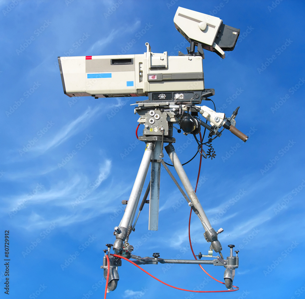 TV Professional studio digital video camera on blue sky TV Professional studio digital video camera on blue sky