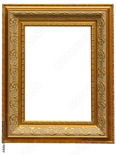 Vintage antique gold picture frame over white