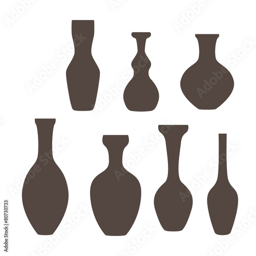 Set of vase icon in gray colors