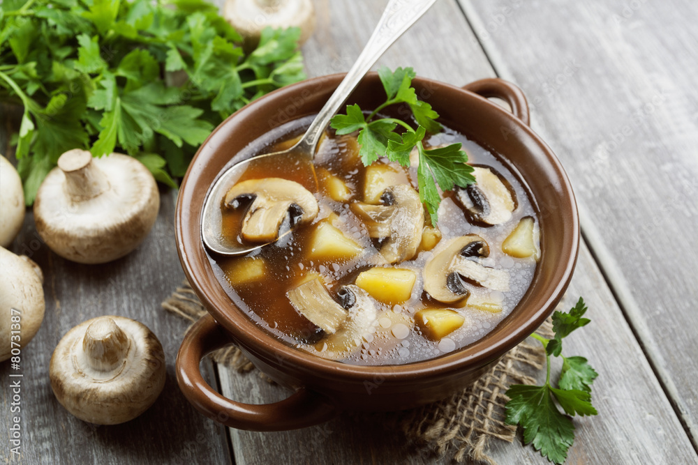 Mushroom soup with champignons Mushroom soup with champignons