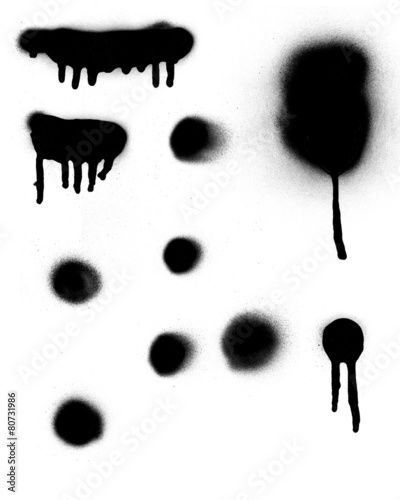 Black Spray paint on white background