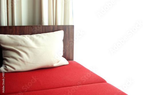 Red bed in the bedroom