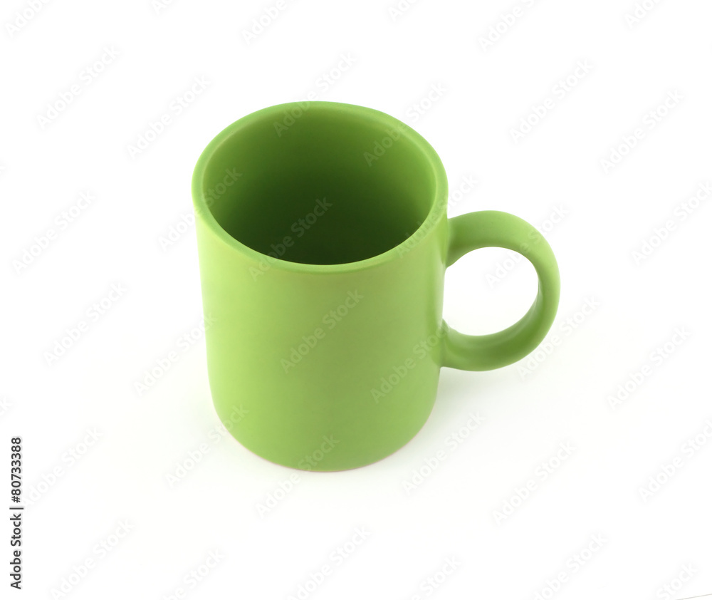 Empty green tea or coffee cup isolated on white top view closeup Empty green tea or coffee cup isolated on white top view closeup