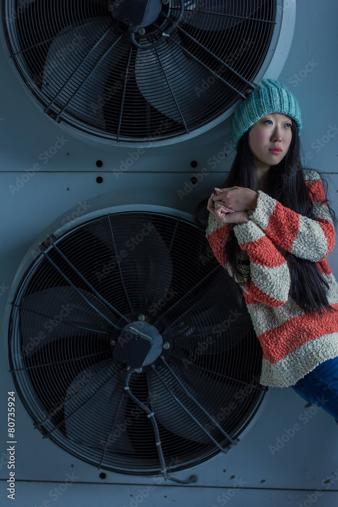 portrait of stylish Asian girl on the street