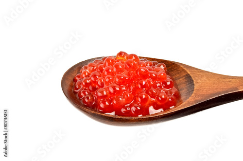 Red caviar isolated on a white background