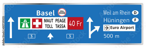 Autobahntafel Richtung Basel A5