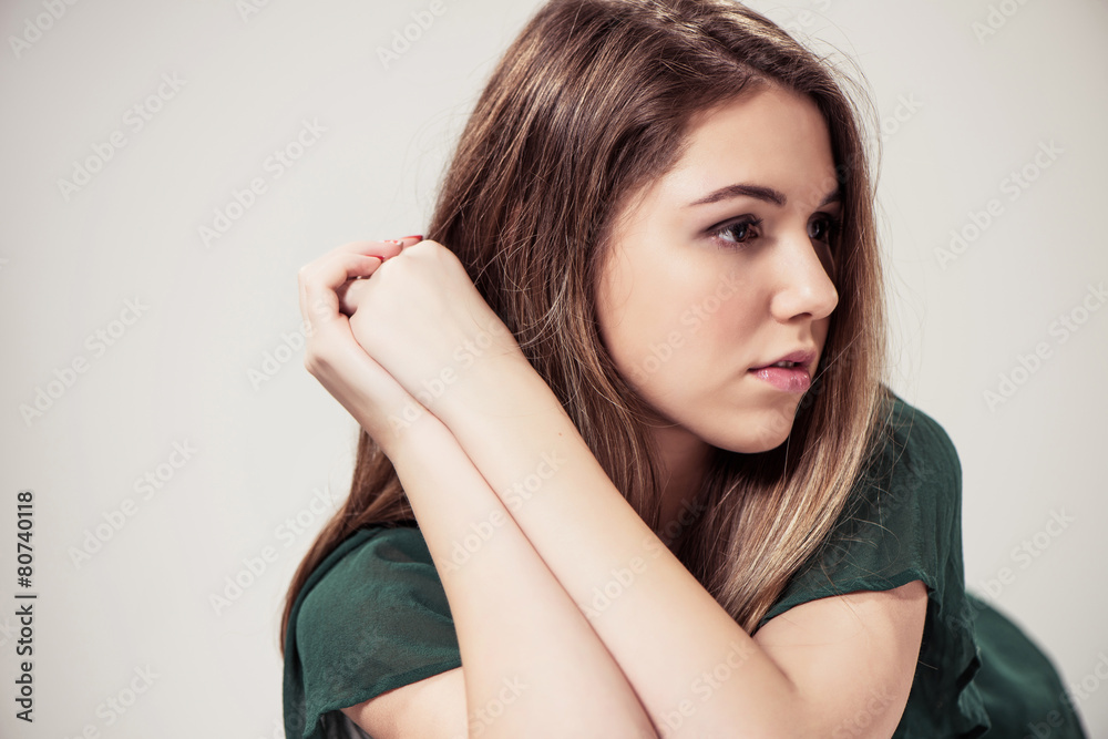 lovely pensive girl closeup portrait lovely pensive girl closeup portrait