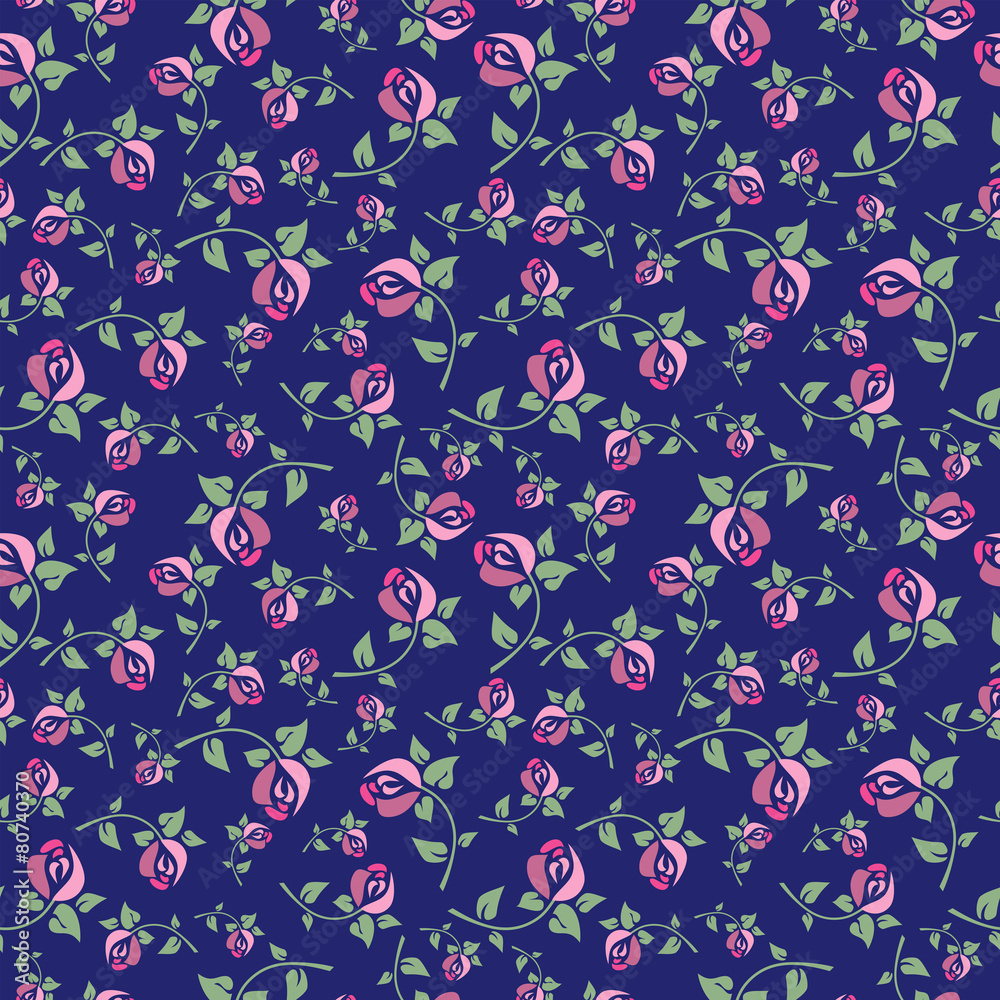 Seamless floral pattern on a blue background Seamless floral pattern on a blue background